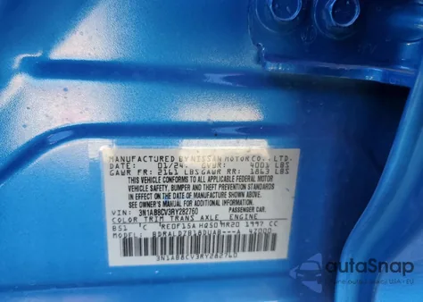 2024 Nissan Sentra Sv из США, поврежденный, VIN 3N1AB8CV3RY282760